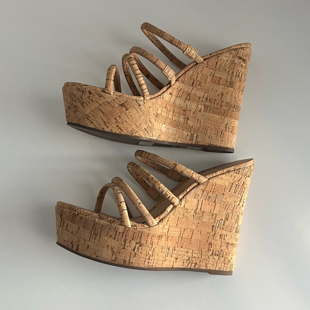 SCHUTZ Cari Slip On Tan Platform Wedge Sandals - Picture 9 of 11